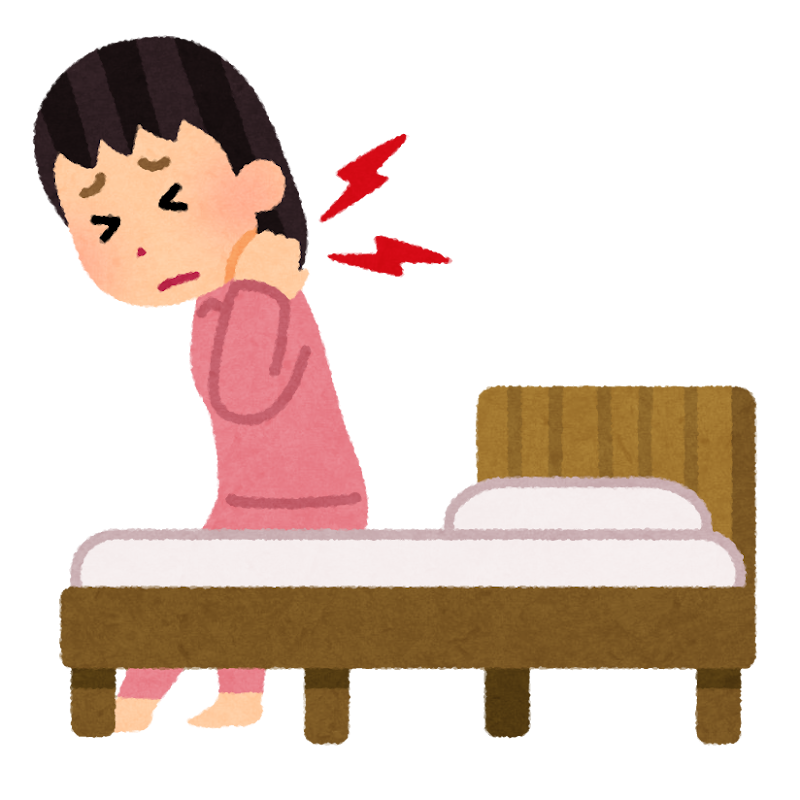 寝違えた女性のイラスト