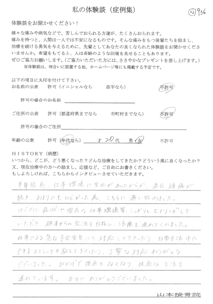 20代女性　感想