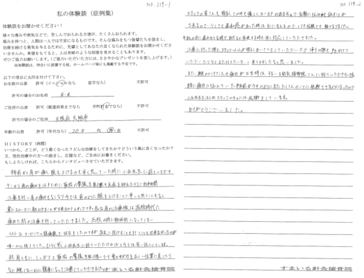 ２０歳男性　感想